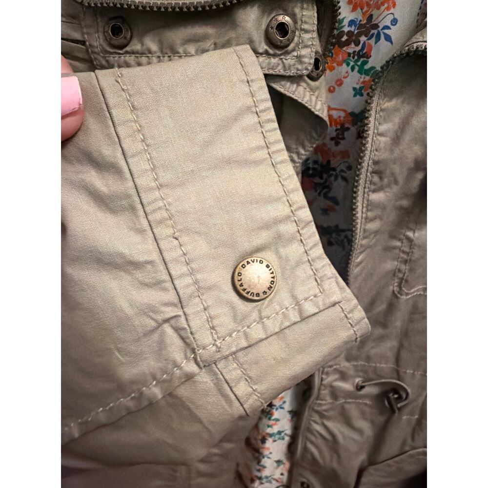 Buffalo David Bitton Khaki Utility Cargo Jacket Floral Lining Size Medium - Picture 3 of 10